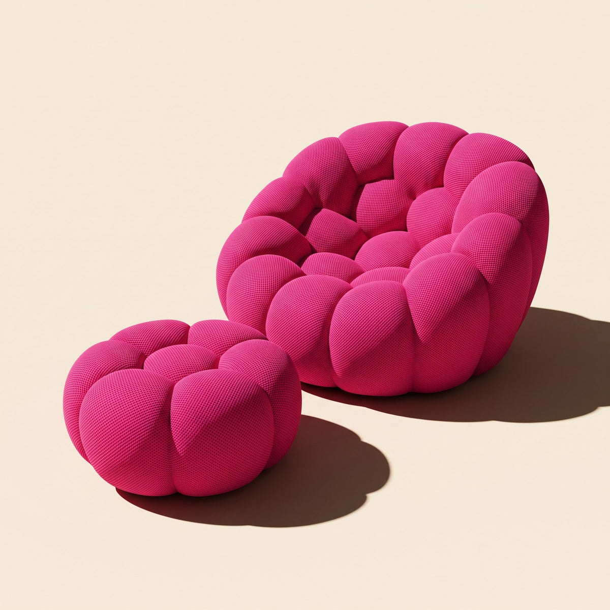 Pack sillón + puf Burbuja Ovva en color Fucsia