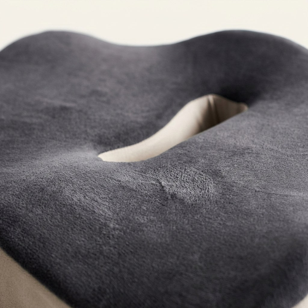Close-up of the velvet cover and tailbone cutout